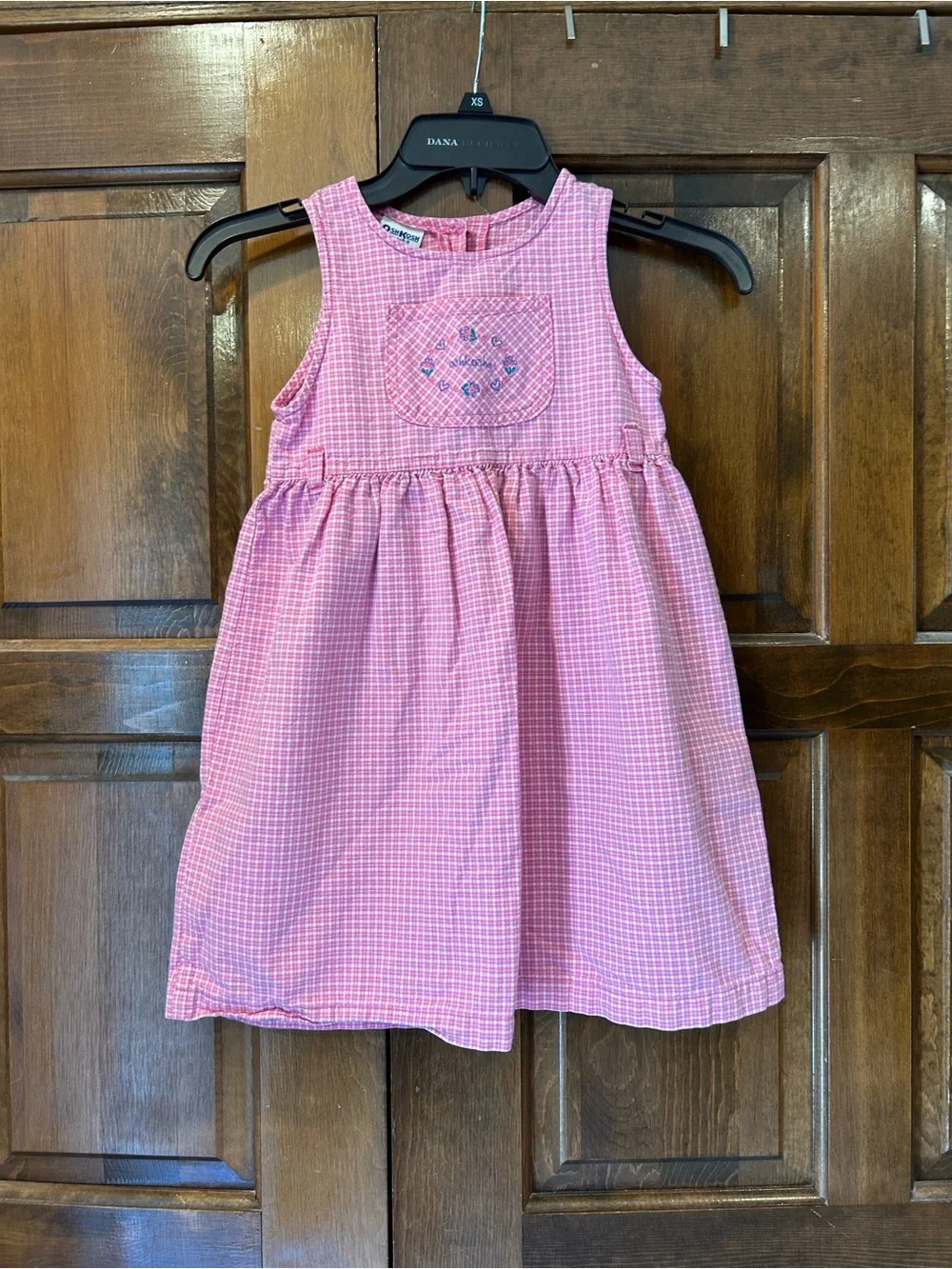 Vintage‎ OshKosh B'gosh Pink Checkered Pinafore Dress Size 6 USA Cotton